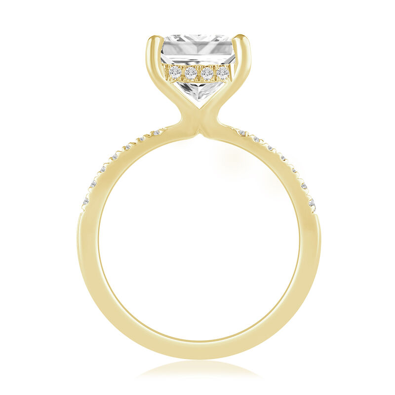 Radiant-Cut Lab Grown 4ct. Diamond With Hidden Halo Engagement Ring in 14k Yellow Gold image number null